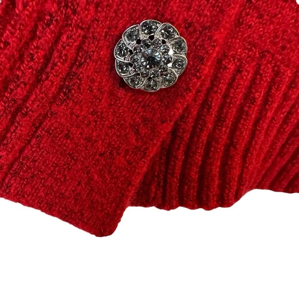 Talbots Red Cardigan Sweater with Decorative Silver Buttons, SP